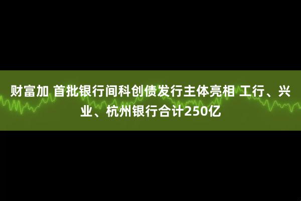 财富加 首批银行间科创债发行主体亮相 工行、兴业、杭州银行合计250亿